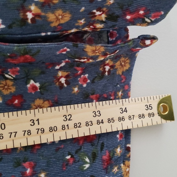 Umgee Corduroy Floral Shirtdress Small Blue Button Down Long Sleeve Lightweight - Picture 6 of 10
